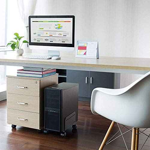 Mount Plus MP-CPB-4 2 Pack Black Computer Tower Desktop ATX-Case, CPU Steel Rolling Stand, Adjustable Mobile Cart Holder with Locking Caster Wheels (2 Pack Cart)