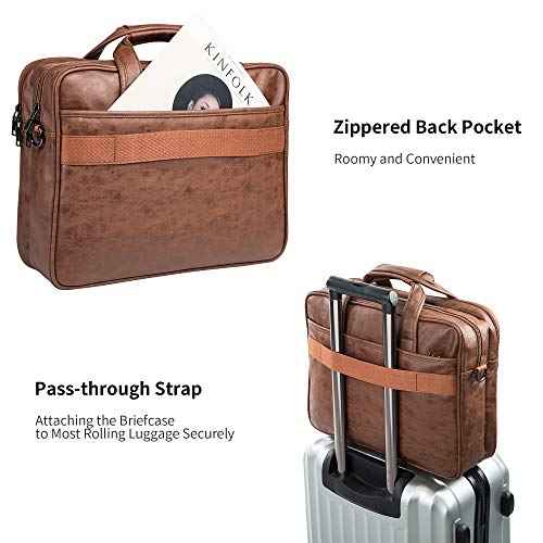 seyfocnia Men's Business Travel Briefcase Leather Handmade Messenger Bags Laptop Bag