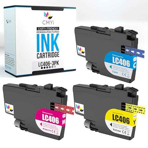 LC406 Replacement Combo Pack Ink Cartridge for Brother MFC-J4335DW J4340DW J4345DW J4535DW J4540DW J5855DW J5955DW J6555DW J6955DW Printer (1 Cyan, 1 Magenta, 1 Yellow)