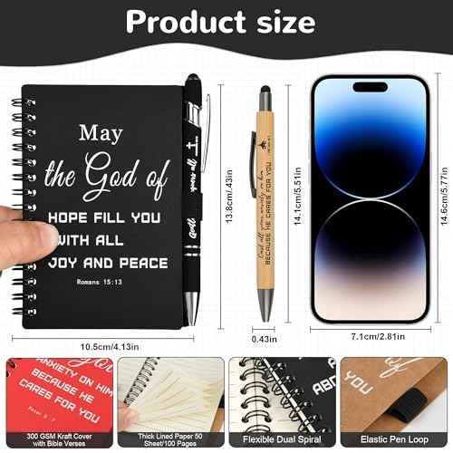 INSADA Christian Prayer Journal Spiral Notebooks Bulk with Pens - Small Notepads (4.13¡±x5.43¡±) - Christmas Gifts for Women men,Church Members & Bible Study Groups (30 sets multicolor)
