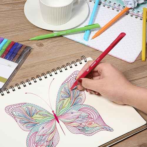 Mr. Pen- Fineliner Pens Colored, 12 Pack, Ergonomic Triangular Colorful Barrels, 0.4mm Fine Liner Pens