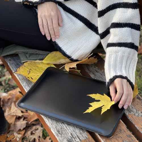 Genuine Leather MacBook Air Case 13.6 for All 13 Inch Macbooks 2018-2023 MacBook Pro M1/A2338 A2251 A2289 2016-2021, Black Vertical
