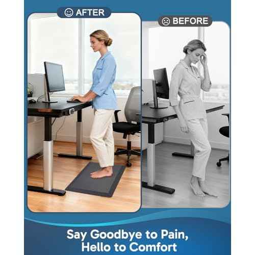 Ophanie Kitchen Mats for Floor, 3/4 inch Thick, 20x32 Anti Fatigue Cushioned Mat, Kitchen Rugs, Waterproof, Comfort Ergonomic Standing Mat for Office, Home, Sink, Black Non-Slip Ridged Bottom