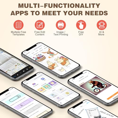 Print Pods Mini Printer, Thermal Inkless Sticker Maker with 10 Rolls Printing Paper, Pocket Printpod for phone, Impresora Port?til for Notes, Flashcards, Journal, DIY, Compatible with iOS & Android