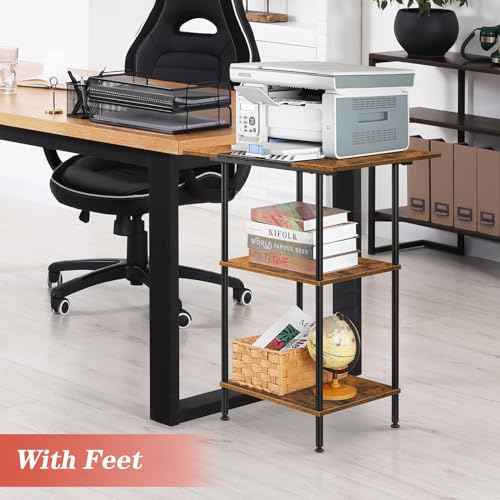 Large Printer Stand with Storage Rolling Printer Cart with Wheels 3 Tier Printer Table with Storage Shelf for Home Office Filing Scanner Fax Machine Heat Press Microwave
