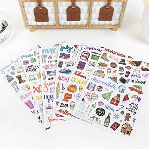 bloom daily planners Holiday Seasonal Planner Sticker Sheets - Vintage Seasonal Sticker Pack - Removable & Repositionable - Over 310 Stickers Per Pack!