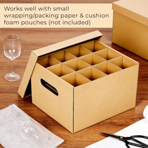Brown 15x12x10in Glass Moving Boxes with Handles - Pack of 2 for Wine & Kitchenware