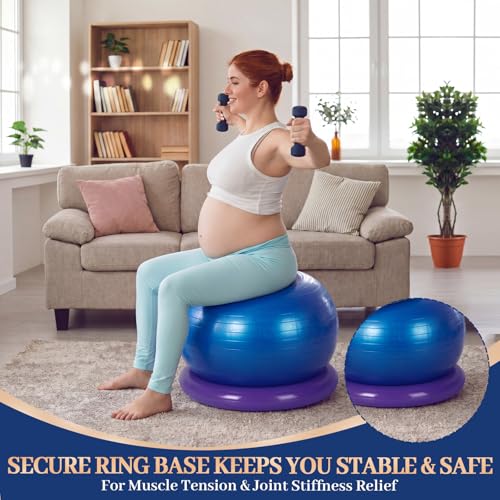 Jerify 3-Piece Pilates Yoga Ball Chair Set 26 inch with Stability Base for Home Office