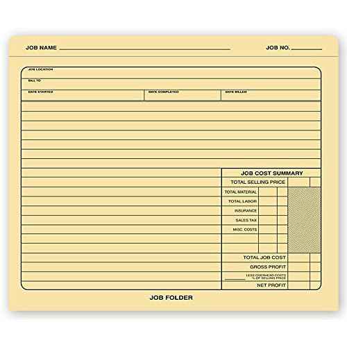 ABC Job Folder Manila File Jackets, 12 x 10 Preprinted to Track & Organize Jobs & Work Details,Open Top (50 Folders)