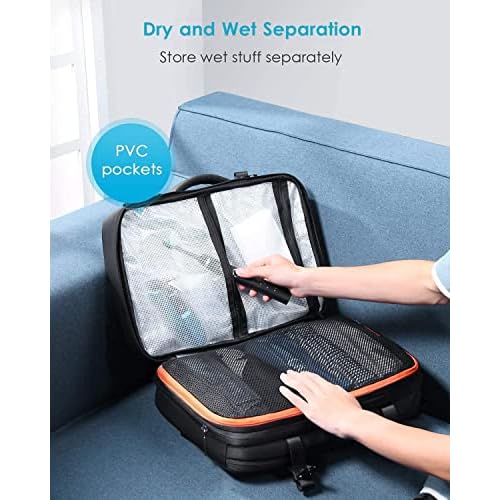 HOMIEE 40L Travel Backpack TSA Approved Personal Item Bag Carry on Luggage 18x14x8 Expandable Laptop Backpack for Men Women, Black