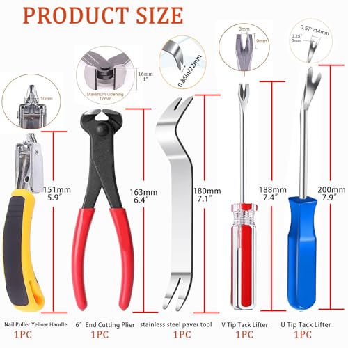 Upholstery Staple & Nail Remover Tool Set — 5 Pcs with Tack Pullers for Furniture & Photo Frames