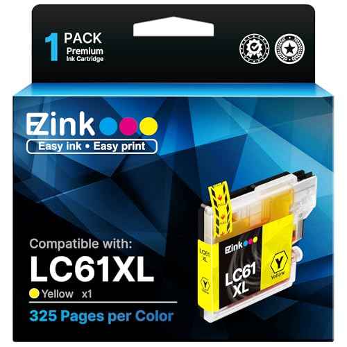 E-Z Ink Compatible Ink Cartridges Replacement for LC61 LC65 LC61Y to use with MFC-490CW MFC-495CW MFC-6490CW MFC-6890CDW (1 Yellow)