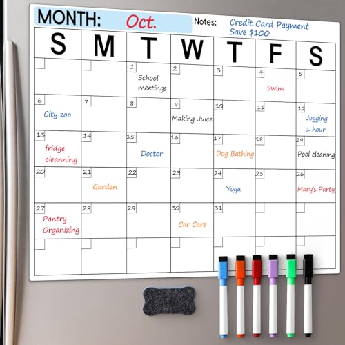 VITEVER White Magnetic Dry Erase Calendar for Refrigerator - Monthly Planner & Family Organizer