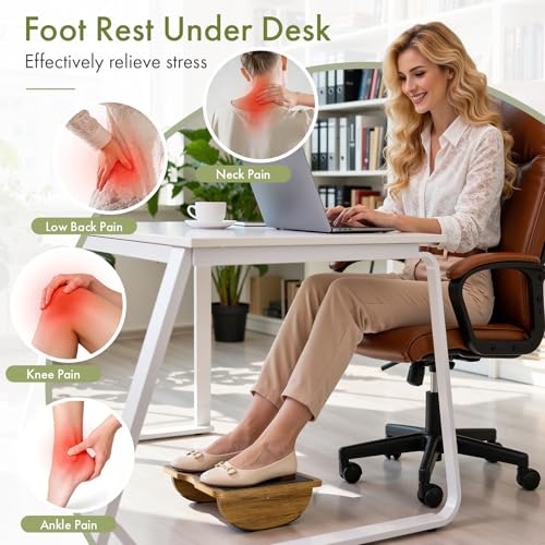 Walnut Ergonomic Under-Desk Foot Rest - Single Layer, Atoping