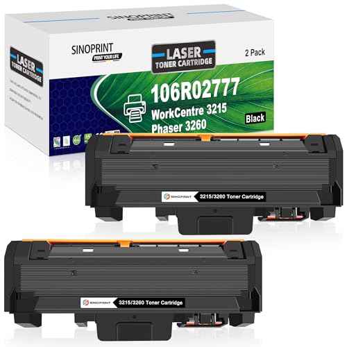 Compatible 106R02777 Toner Cartridge Replacement for Xerox WorkCentre 3215 3215NI 3225 3225DNI Phaser 3260 3260DI 3260DNI 3052 106R02775 Printer Ink High Yield 3000 Pages (Black, 2-Pack)