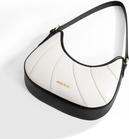 MOSISO PU Leather Shoulder Bag - Stylish Crescent Crossbody Handbag with Zipper Closure & Adjustable Strap | White