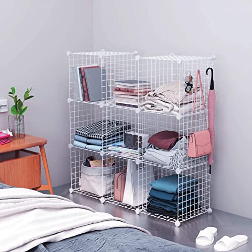 C&AHOME White Wire Cube Storage Organizer - 8-Cube Modular Metal Shelving