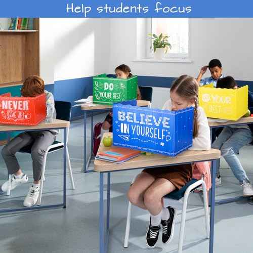 24-Pack Privacy Folders for Students Waterproof Durable Plastic Study Carrel Divider, Easy-to-Clean Classroom Desk Dividers Shield for School Teacher Christmas Supplies (Multicolor)