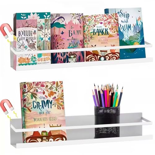 VANPET White Metal Magnetic Book Shelf for Whiteboard Classroom Office - Teacher Kids Display