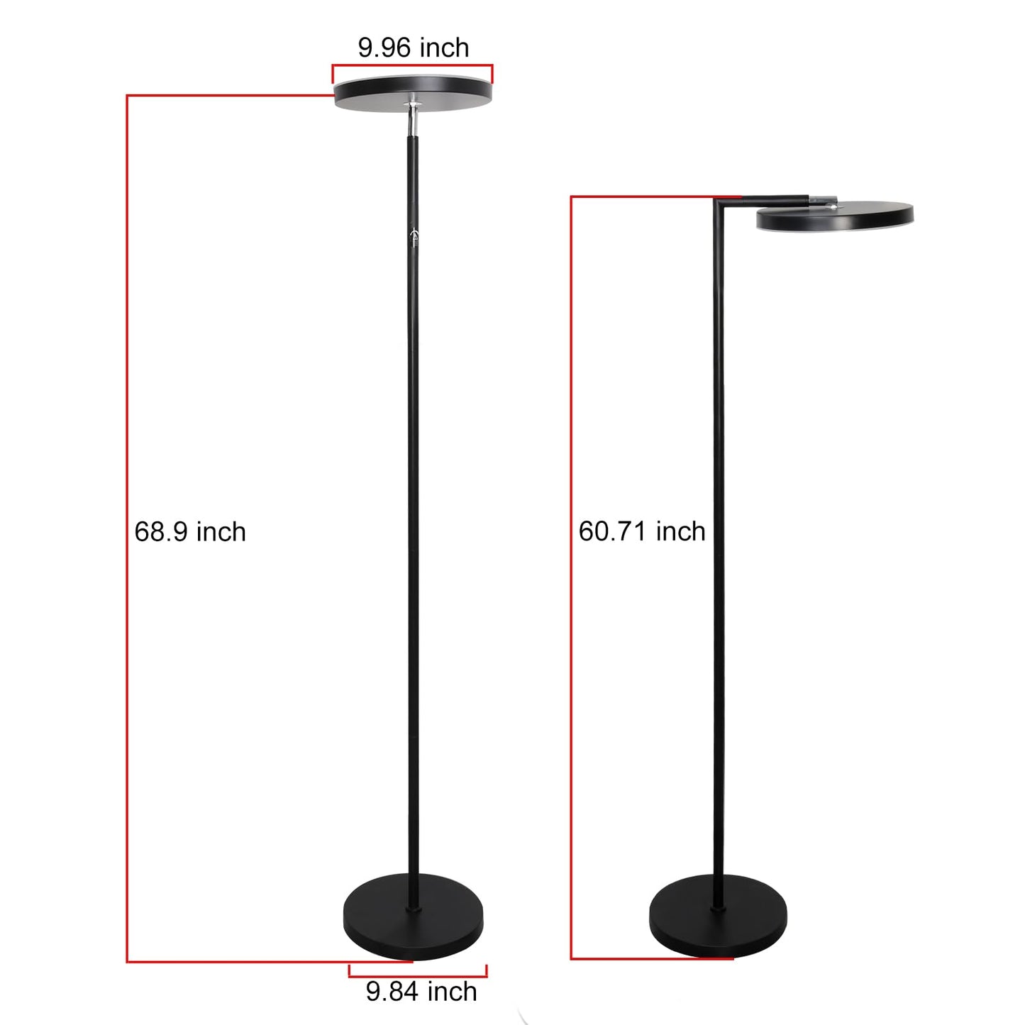 Anrotix 90-Degree Foldable LED Torchiere Floor Lamp, Super Bright 30W 3000LM, Remote Control with Stepless Dimming & Color Temperature Adjustable, Standing Lamp for Living Room, Bedroom, Office Black