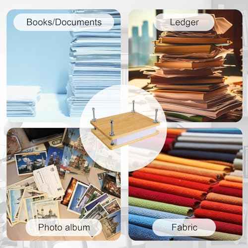 Book Press, Wooden Bamboo Flower Press Machine, Portable Book Binding Kits for Handmade Bookbinding, Manual Paper Press (11.6 x 7.9 Inch - 2 Floor)