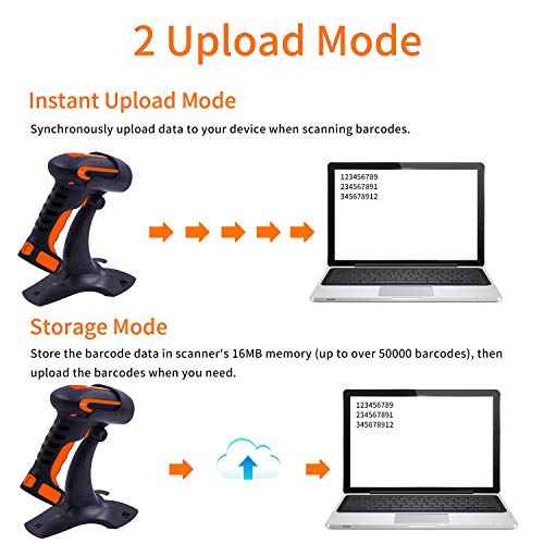 Symcode Wireless 2D Bluetooth Barcode Scanner with Stand, 3 in 1 Bluetooth & 2.4GHz Wireless & USB Wired Connection, Industrial Dustproof and Waterproof, QR Image Bar Code Reader with Vibration Alert