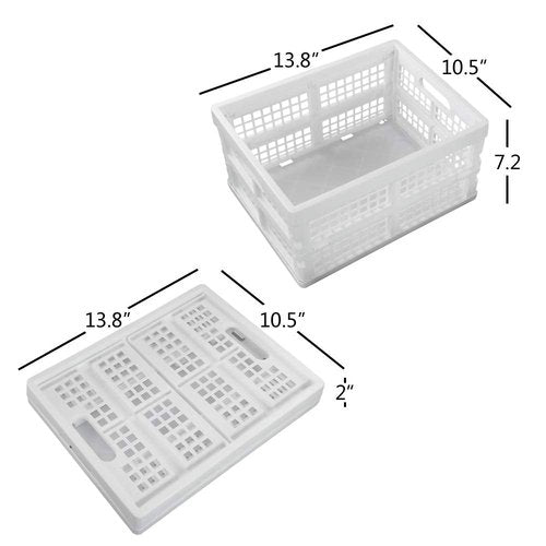 Begale 15 Liter Plastic Collapsible Storage Crates, Folding Crates Storage, Set of 3, White