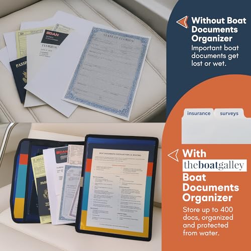 Boat Documents Organizer - Large Size Water Resistant Case for Boat Papers - Keep All Documents Safe and Organized - Boating Gifts for Men (Gray)