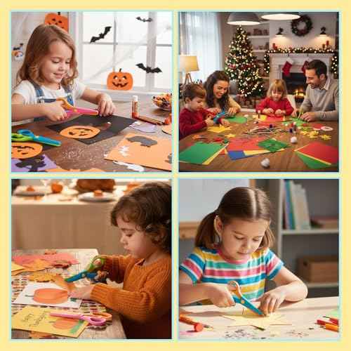 LOVESTOWN Kids Safety Scissors, 4 PCS Blunt Tip Scissor Preschool Training for Toddler & Children, Anti-Pinch Design, Child Hand Eye Coordination Development, Playdough Tools Scrapbooking Supplies