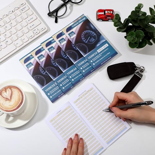 Motiskyy 6 Pcs Vehicle Mileage Log Book – 6.3 x 3.3 Inch 32-Page Notebook for Car Expenses (Variation: 6 / Mileage)