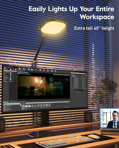 LitONES Tall LED Desk Lamp Black, Eye-Care, 50 Light Modes for Home Office