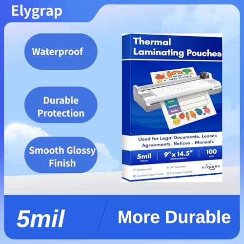 100 Pack 5Mil Legal Size Laminating Sheets 8.5"x14" (9x14.5) - Choise for Teachers and Officers-Thermal Pouches, Compatible with All Laminators for Documents/Cards/Photos