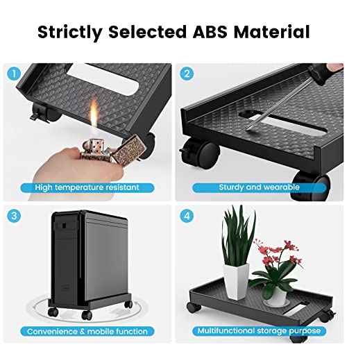 ORICO Mobile CPU Stand with Locking & Swivel Wheels, Universal Under Desk Computer Tower Stand for PC, Multi-Functional CPU Holder for Office & Home (17.9x8.74x0.86 Inches)
