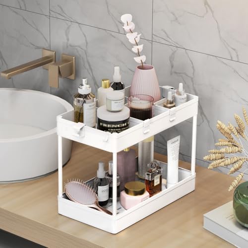 SPACELEAD White 3-Tier Rolling Cart with Wheels & Adjustable Shelves - Storage Organizer for Office, Bathroom & Kitchen