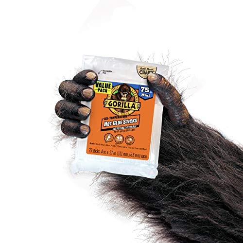Gorilla Clear Mini Hot Glue Sticks 75 Count - 4 Inch Crafting Adhesives