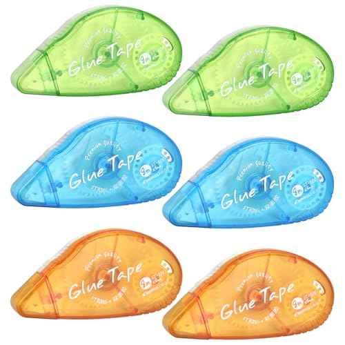 Tamaki 6 Pack Double Sided Tape Roller, Adhesive Scrapbooking Glue, Dispenser Runner for Crafts and Arts Projects, Photo Adhesive for Scrapbooking