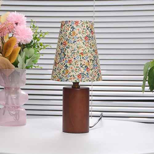Retro Classic Desk Lamp Bohemian Style, Fabric Lampshade and Wooden Lampholder, Retro Country Style Traditional Bedside Table Lamp, Children's Tenant Hall Office Dormitory Desk