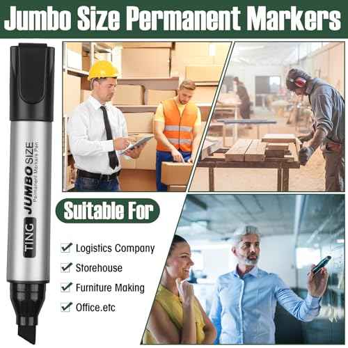 Cholemy 40 Pcs Jumbo Permanent Markers Bulk Large Chisel Tip Permanent Markers Quick Drying Pens for Office Teacher Supplies(Black)