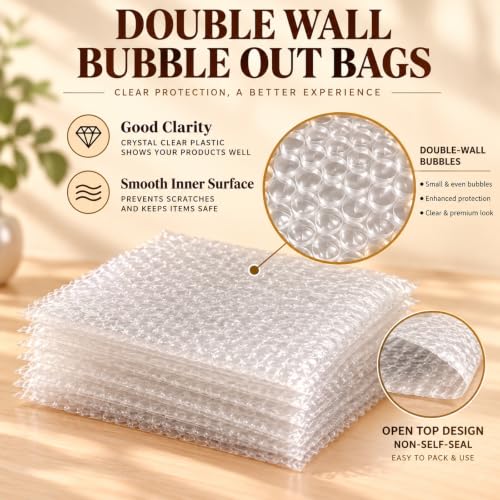50PCS 6x8 Inch Clear Bubble Pouches Double Wall Shockproof Packaging