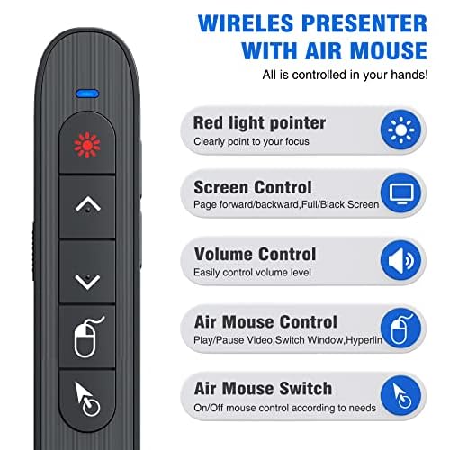 DINOSTRIKE Pointer Clicker for Presentation with Case, Air Mouse Wireless Presenter Remote Control Powerpoint Clicker Storage Organizer Proective Bag