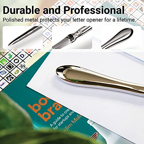 Uncommon Desks Silver Edge Letter Opener Knife - 1 Pack, Safe Envelope Cutter
