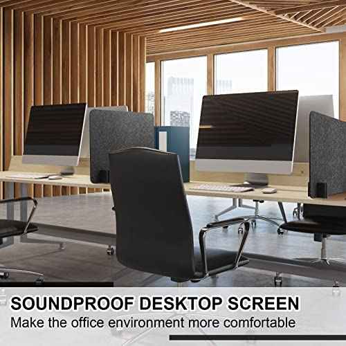 4 Pack Acoustic Desk Divider Desk Partition - Freestanding Privacy Panel 16 x 24 Inches Noise Reducing Partition for Office Table Standing Student Study Reception Area(Black Gray)