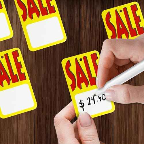 Perco Sale Price Tags Unstrung - Large Red, Yellow & White Retail Labels (5000 Tags)