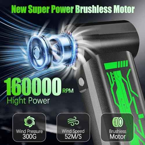 Compressed Air Duster 160000RPM 4 Gear Adjustable Electric Air Duster Super Power Cordless Air Mini Blower with Fast Charging for Computer, Keyboard, House, Outdoor and Car (Grey)