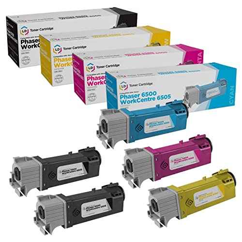 LD Products Compatible Toner Cartridge Replacements for Xerox Phaser 6500 & WorkCentre 6505 High Yield (2 Black, 1 Cyan, 1 Magenta, 1 Yellow, 5-Pack) Compatible with Xerox 6500 6500DN 6500N 6505