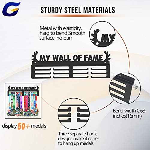 GENOVESE My Wall of Fame Medal Holder Display Hanger Rack,Sturdy Steel Metal,Wall Mounted Over 50 Medals Easy to Install