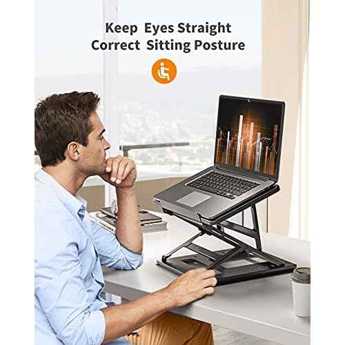 HUANUO Adjustable Laptop Riser - 9 Adjustable Angles, Easy Sit or Stand, Fits 15.6 Inch Laptop & Notebook