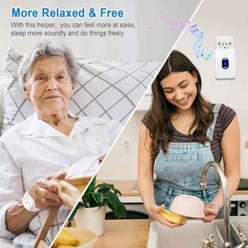 Daytech Wireless Caregiver Pager Call Button for Elderly at Home Life Alert Systems for Seniors Disabled Patient 1 Emergency Watch 1 Receiver