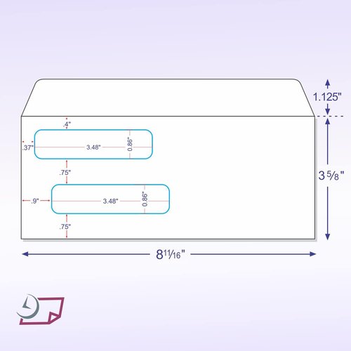 NextDayLabels #8 Double Window Check Envelopes - 500 Pack Self-Sealing with Security Tint - Ideal for Laser Printed Checks