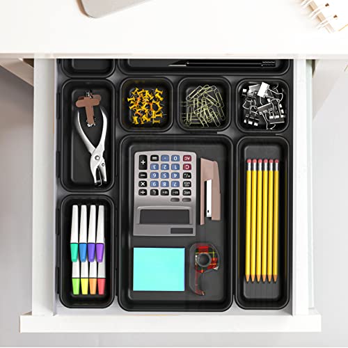 Simple Houseware Interlocking Desk Drawer Organizer Bins - Pack of 10, Black